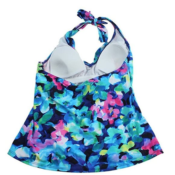 NWT International Concepts Floral Ruffle Halter Ta - Picture 2 of 2